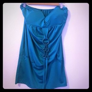 Teal Short Strapless Dress